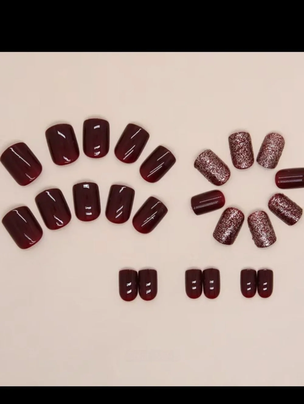 🔥3/$21 Deep Burgundy Press On Nails - Women Makeup
